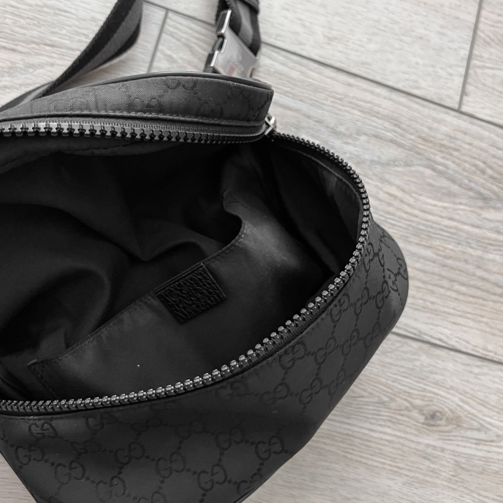 Rare Gucci Black Monogram Guccissima Belt Shoulder Bag Italy - Picture 10 of 14